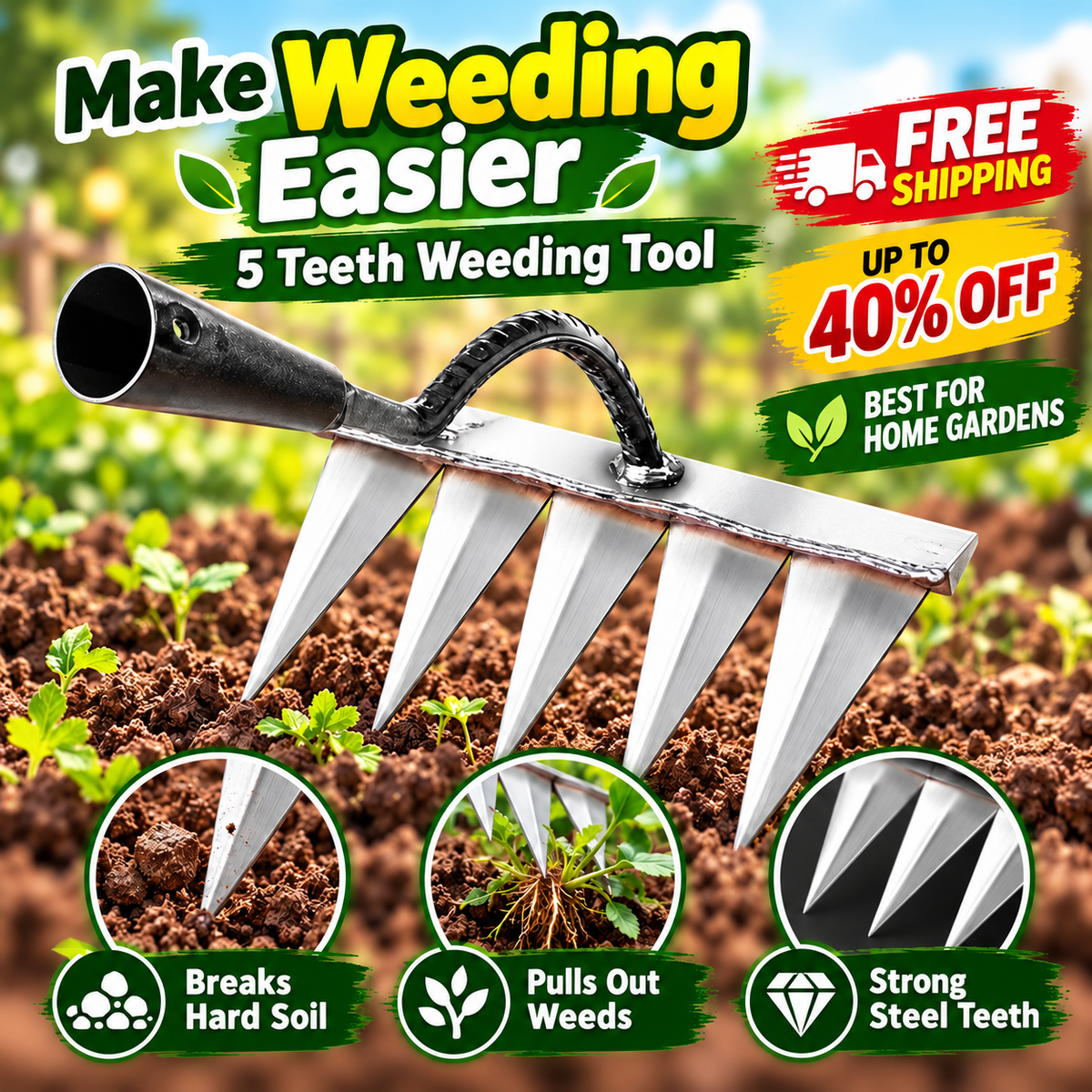 Teeth Carbon Steel Garden Weeding