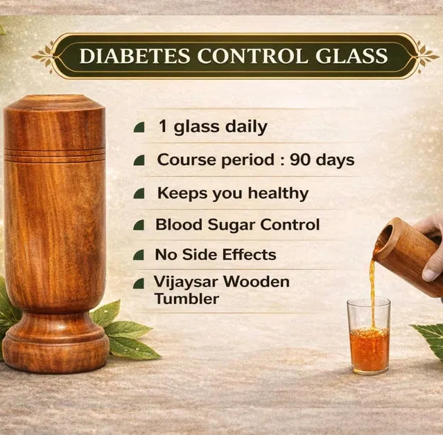 Ayurvedic Vijaysar Wood Glass – Natural Sugar Balance Tumbler 🩺