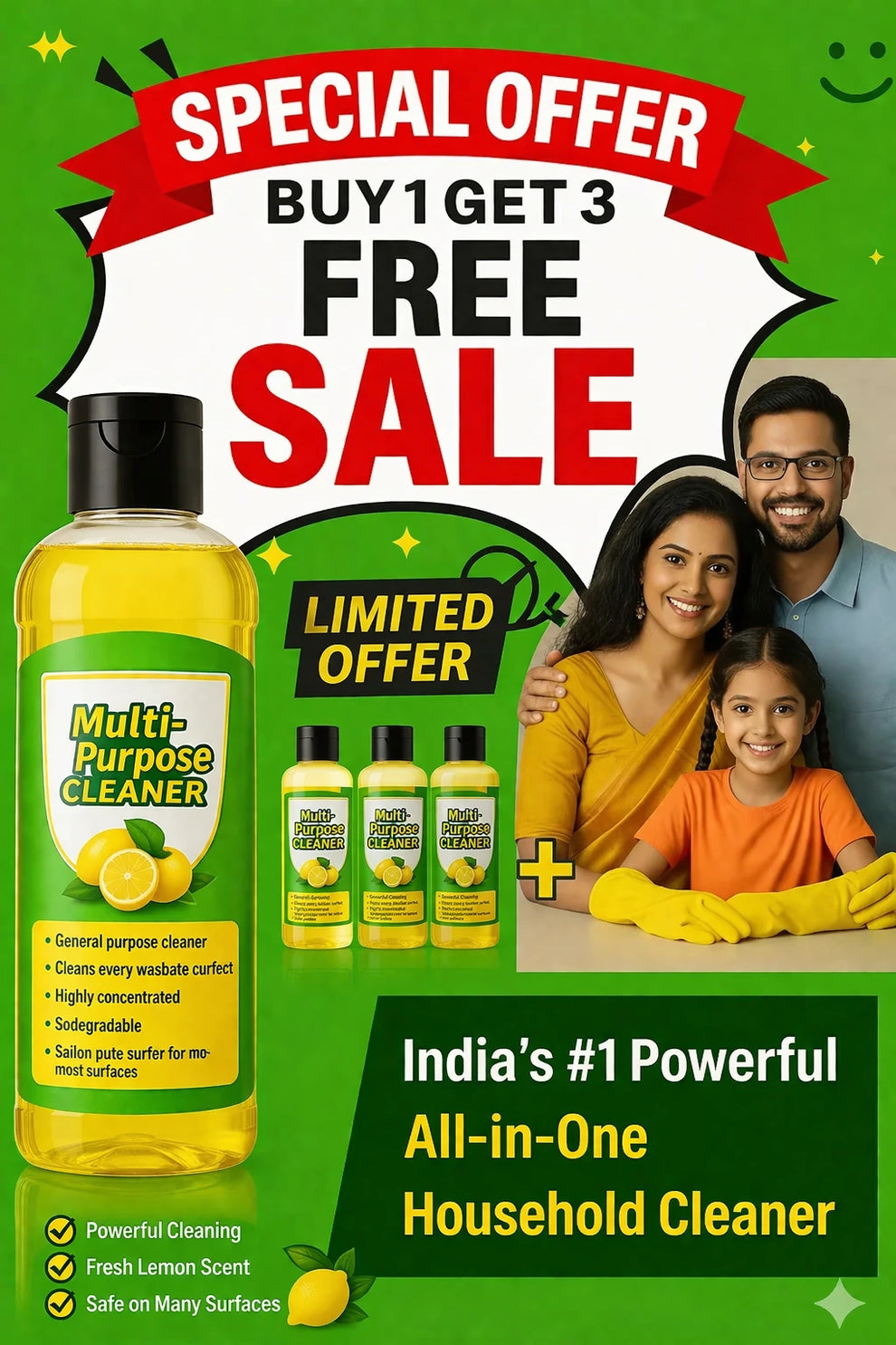 Powerful Multifunctional Cleaner (Pack of 4)