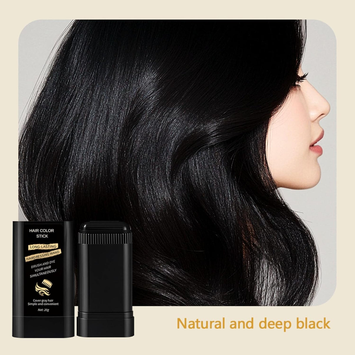 ✨ 2-in-1 Instant Hair Color Stick – Waterproof & Sweatproof Hair Touch-Up Solution 💁‍♀️🖤